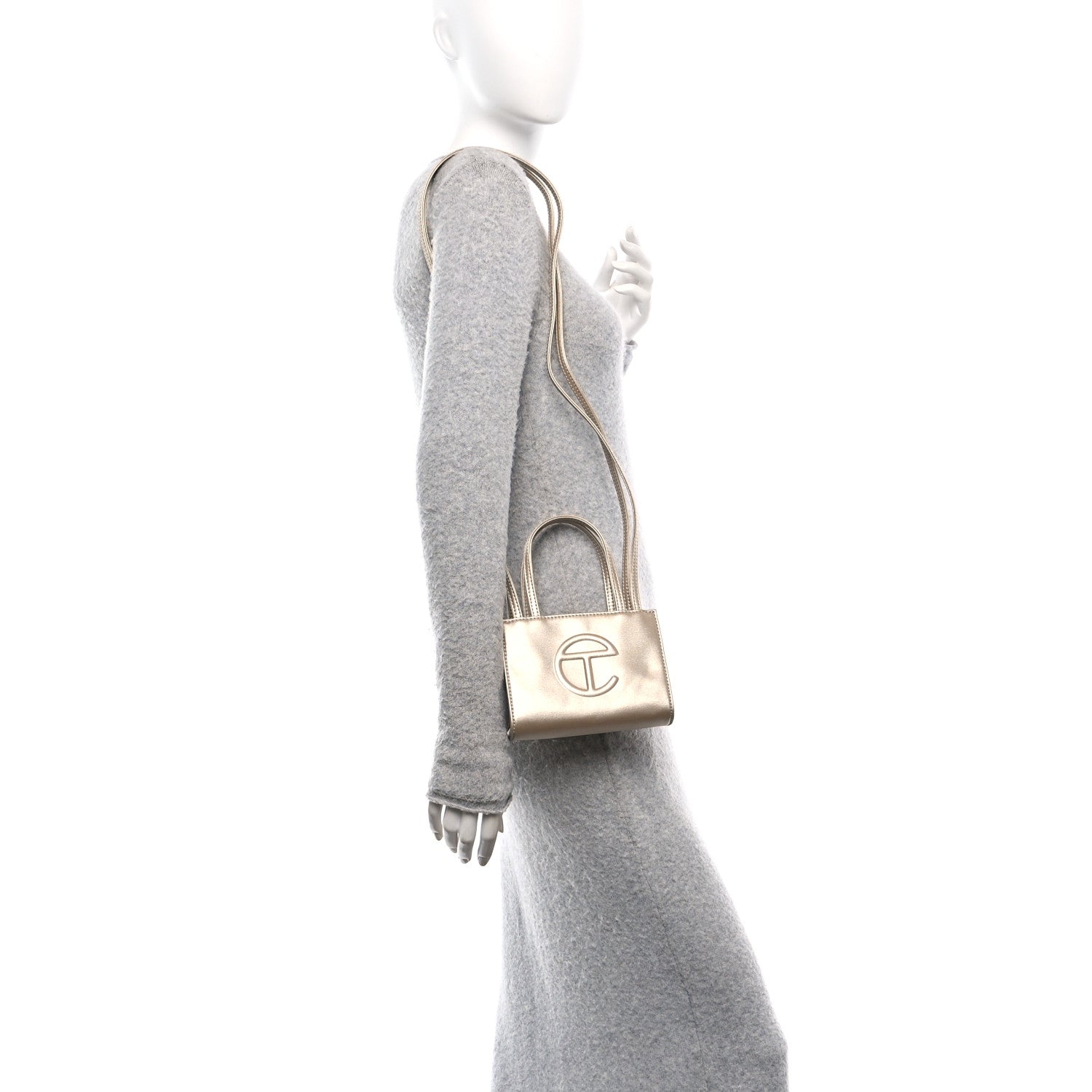 Telfar Metallic Vegan Leather Small Shopping Bag Gold 2 of 9