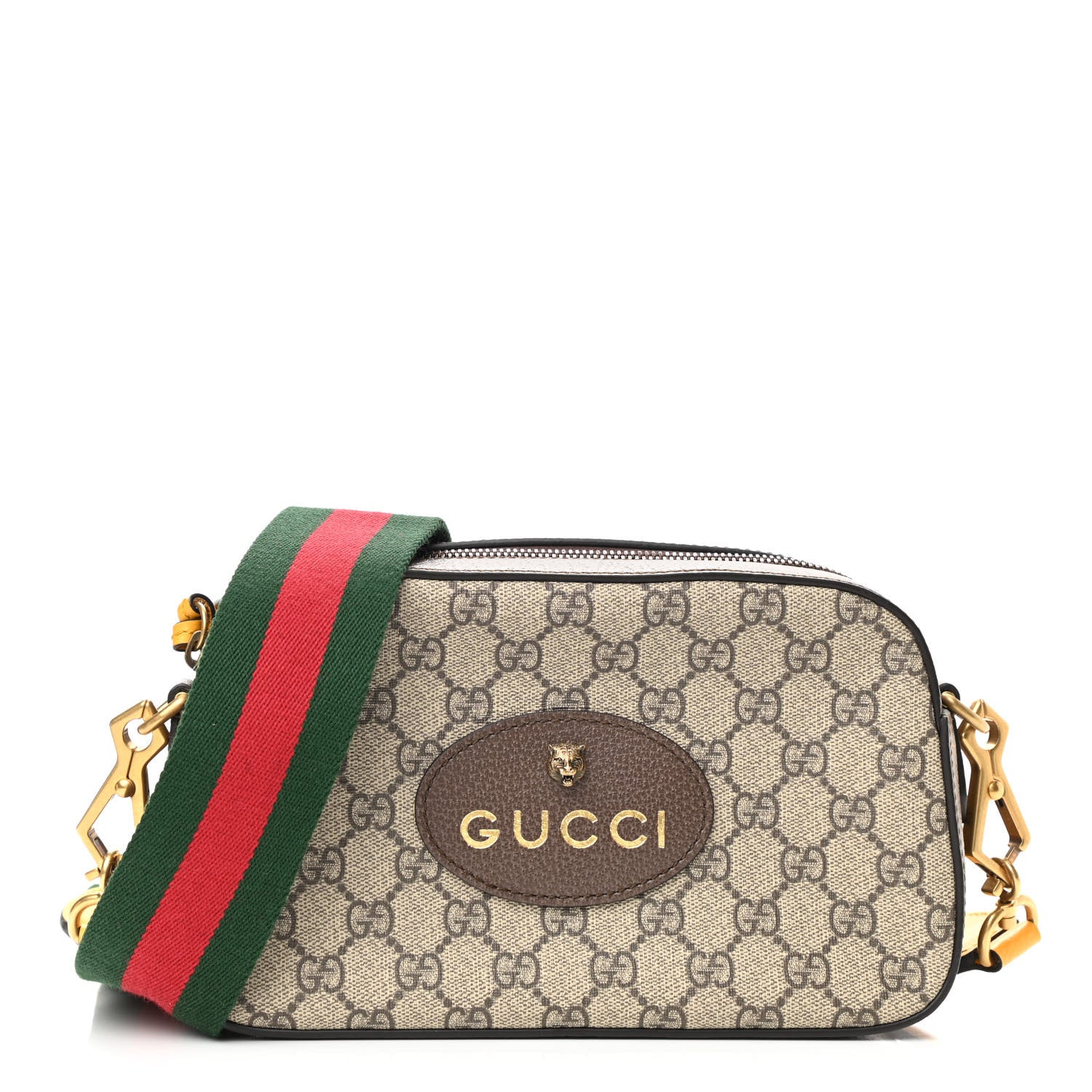 Gucci GG Supreme Monogram Web Neo Vintage Shoulder Bag Beige New Acero Crop 1 of 10