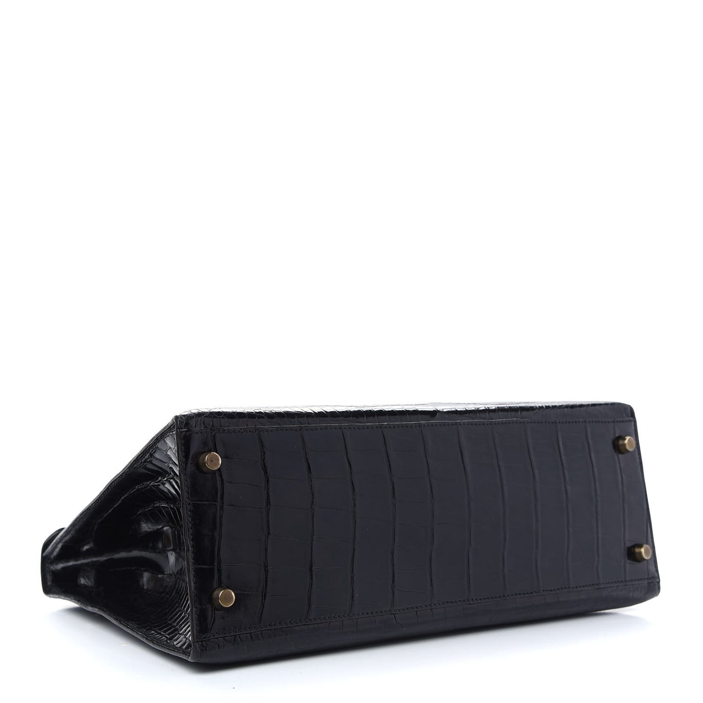 Shiny Porosus Crocodile Kelly Sellier 32 Black