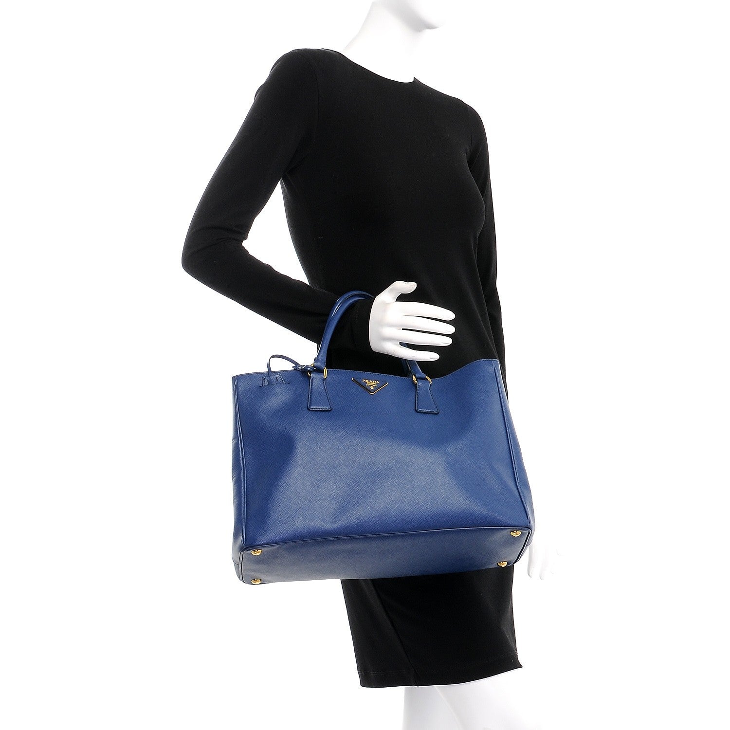 Prada Saffiano Lux Large Tote Bluette 2 of 8