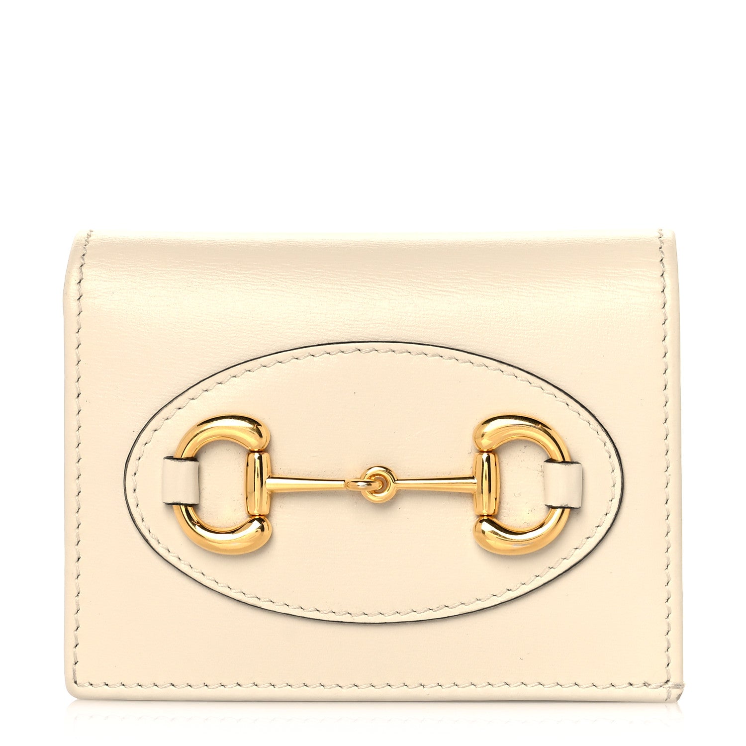 Gucci Boarded Plutone Calfskin Horsebit 1955 Card Case Wallet Mystic White 1 of 9
