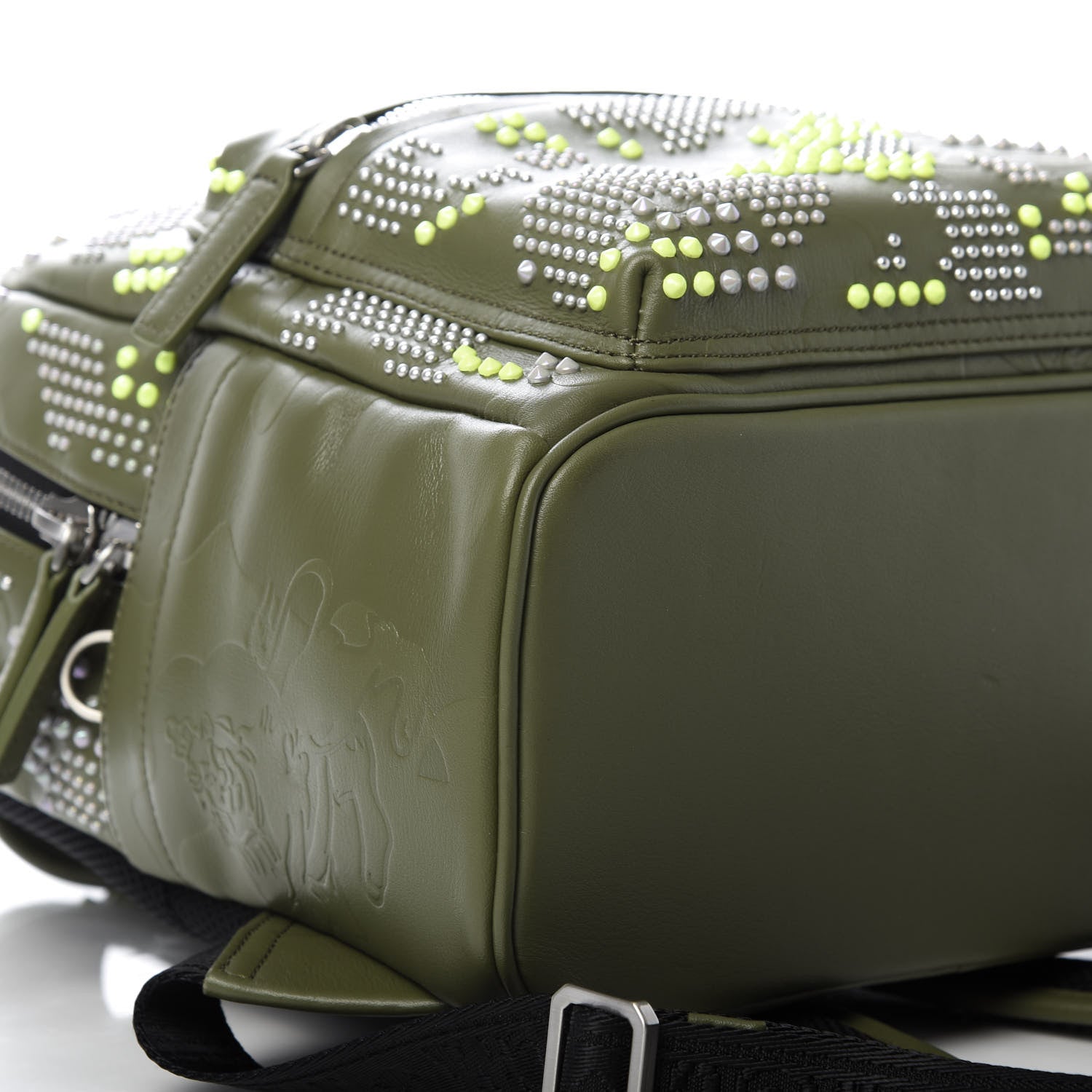 MCM Smooth Calfskin Studded Small Lion Camo Stark Backpack Winter Moss 5 of 8