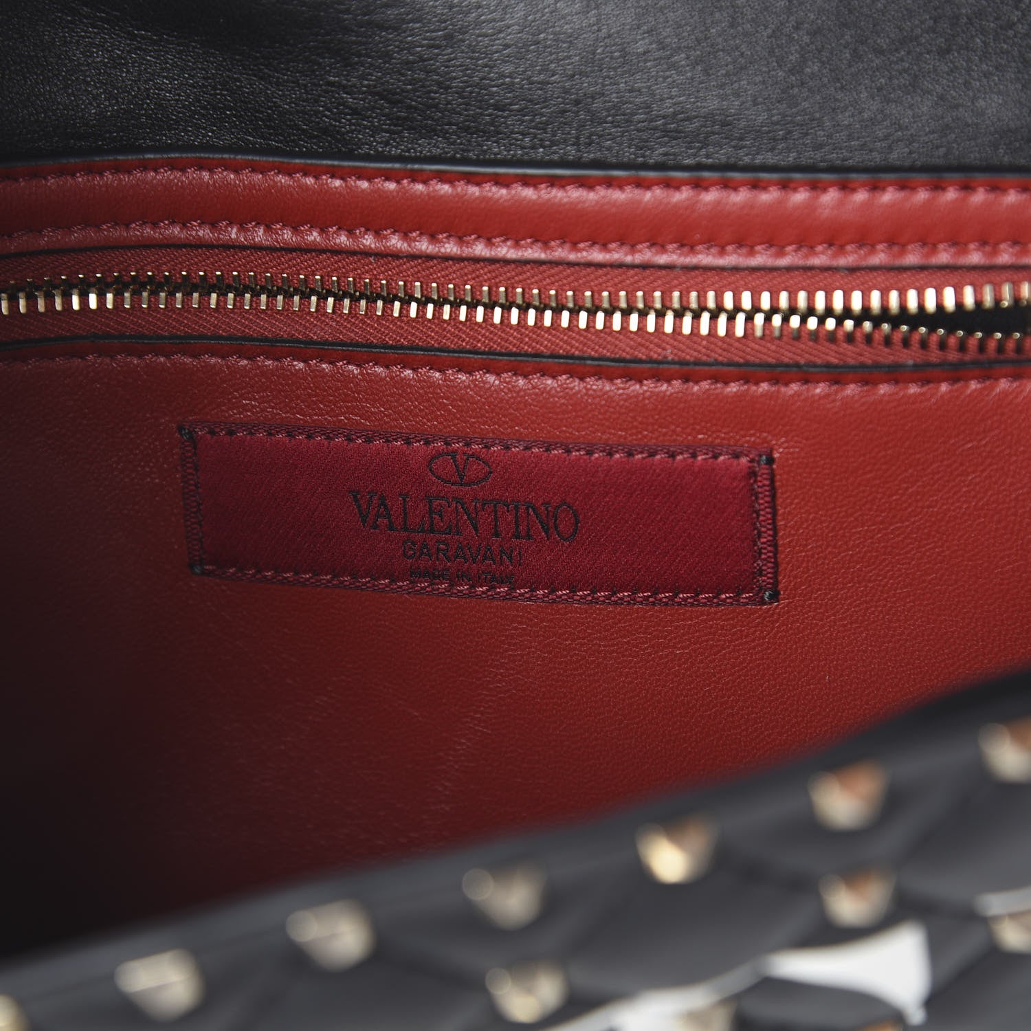 Valentino Garavani Lambskin VLTN Print Rockstud Spike Wallet On Chain Black 7 of 8