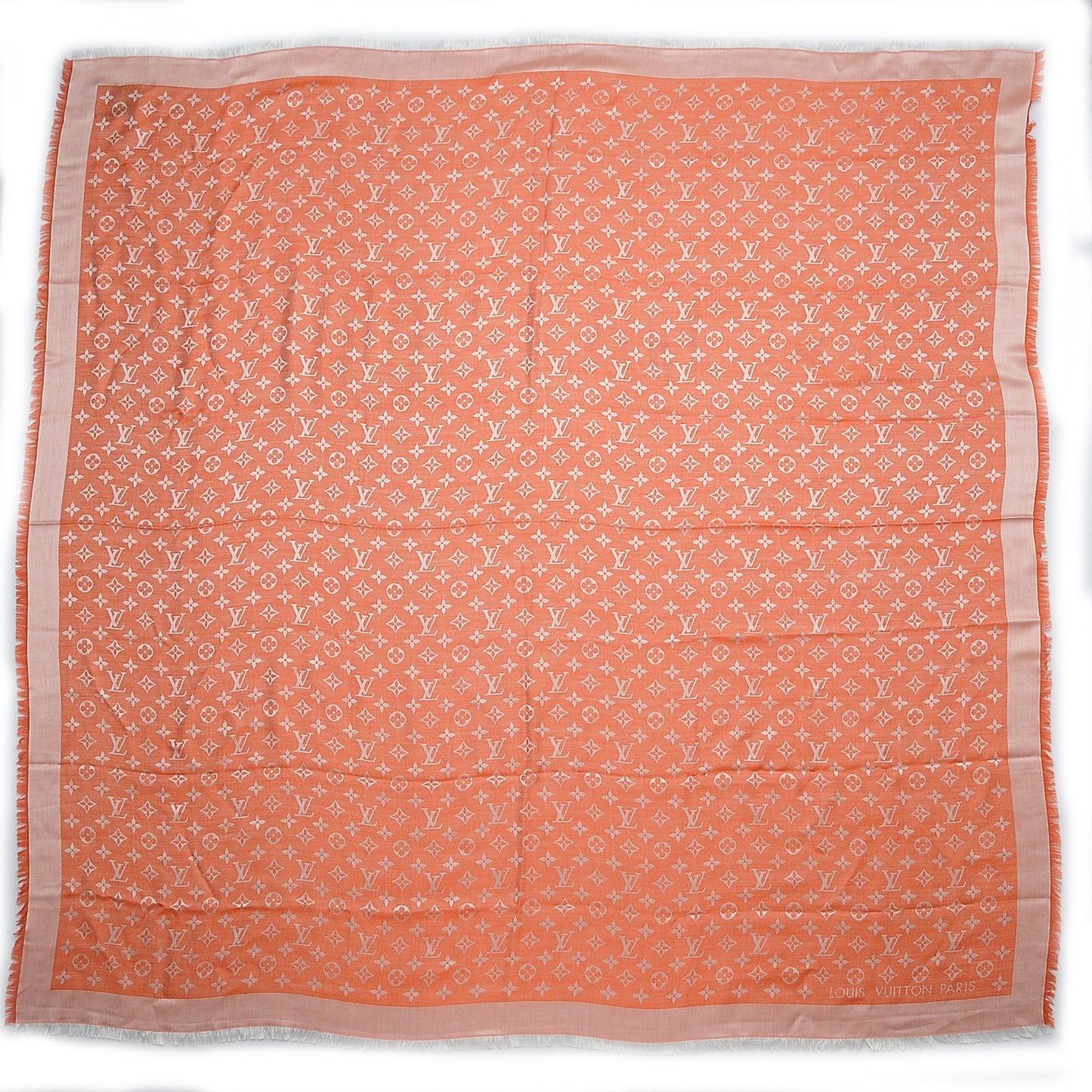 Silk Wool Monogram Denim Shawl Piment