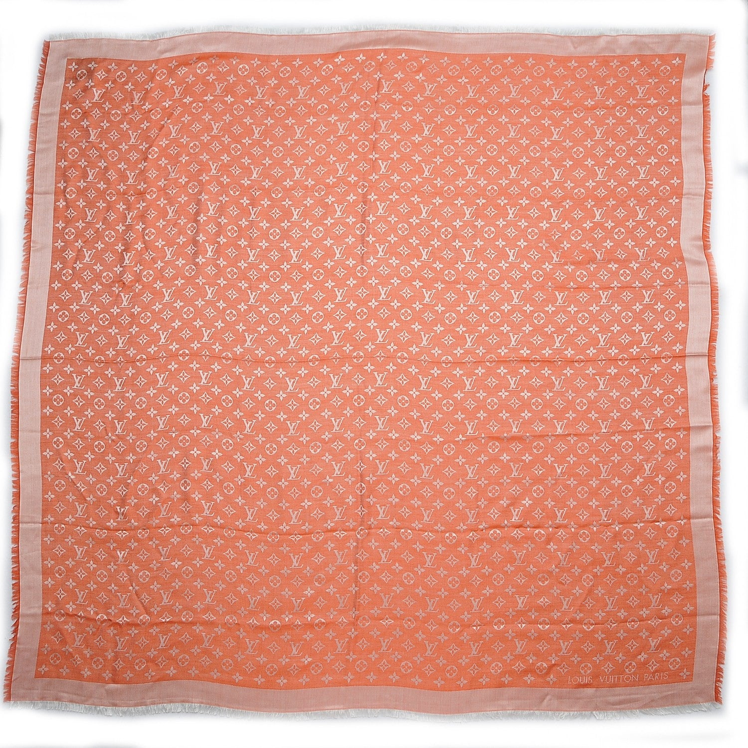 Louis Vuitton Silk Wool Monogram Denim Shawl Piment 1 of 5