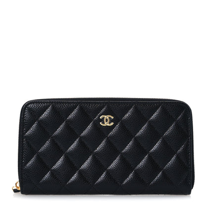 Chanel Caviar Quilted Large Gusset Zip Around Wallet Black 1 of 11