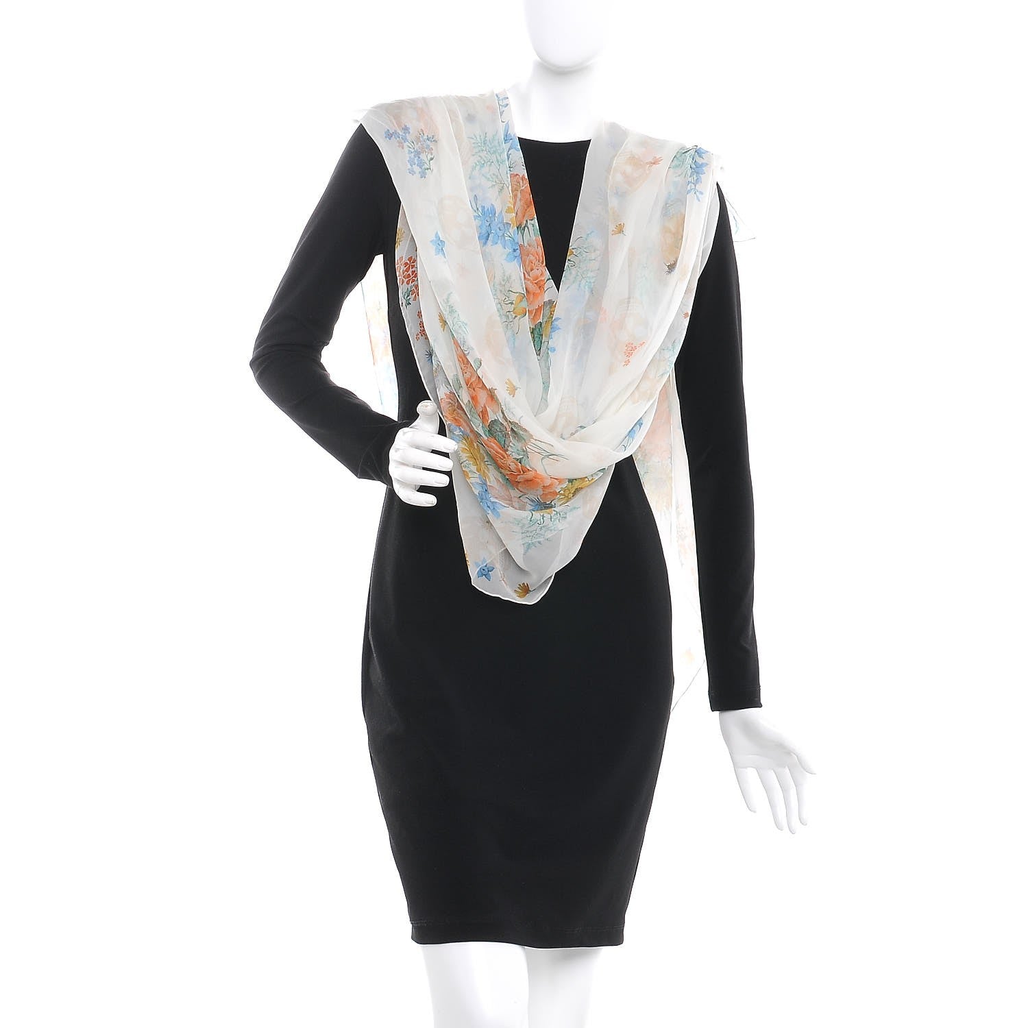Alexander McQueen Silk Modal Midieval Flower Skull Scarf Ivory 2 of 8