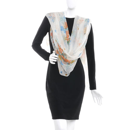 Alexander McQueen Silk Modal Midieval Flower Skull Scarf Ivory 2 of 8
