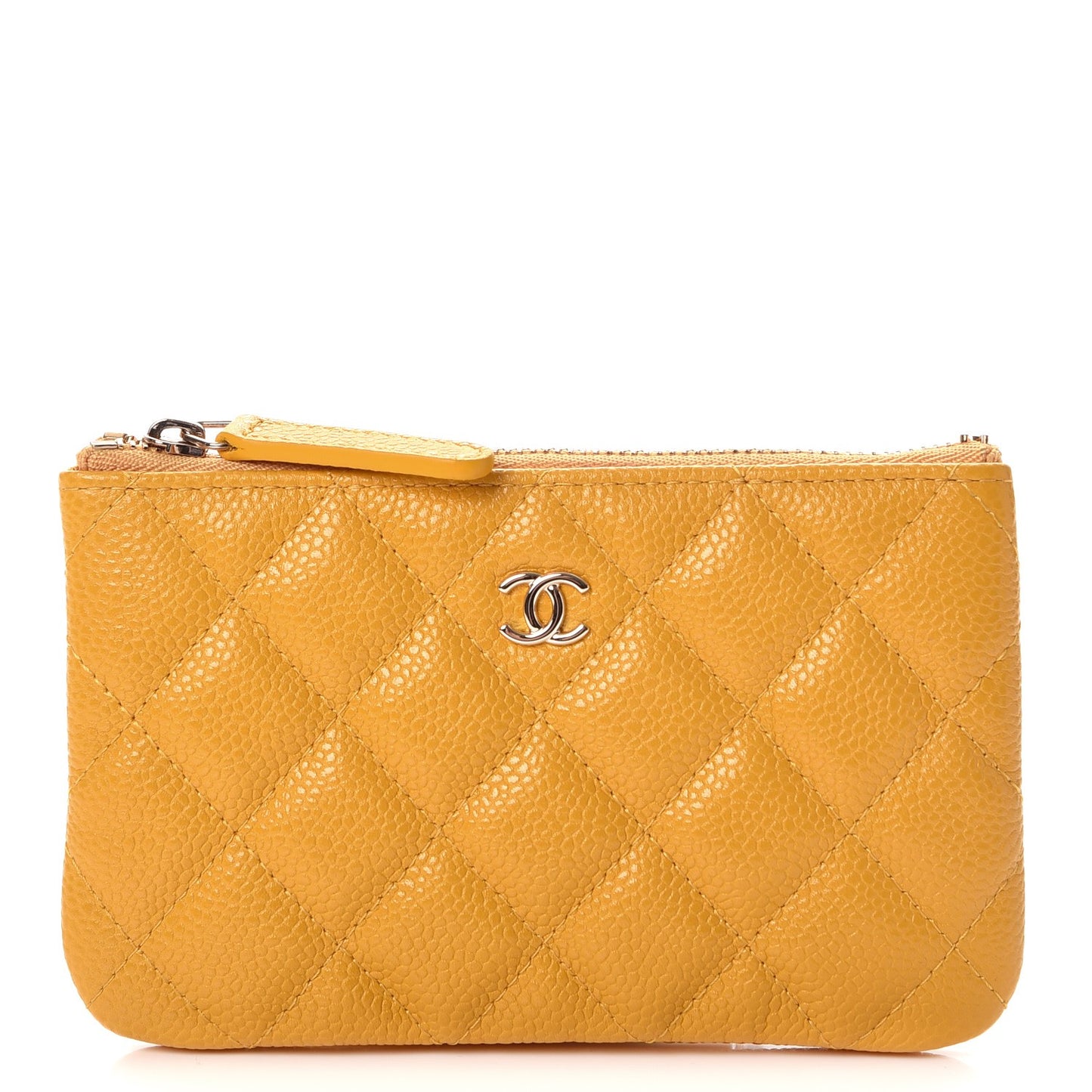 Caviar Quilted Small Cosmetic Case Yellow
