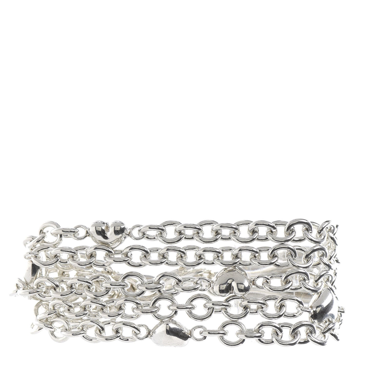 Tiffany Sterling Silver Multi Strand Puff Heart Bracelet 1 of 4