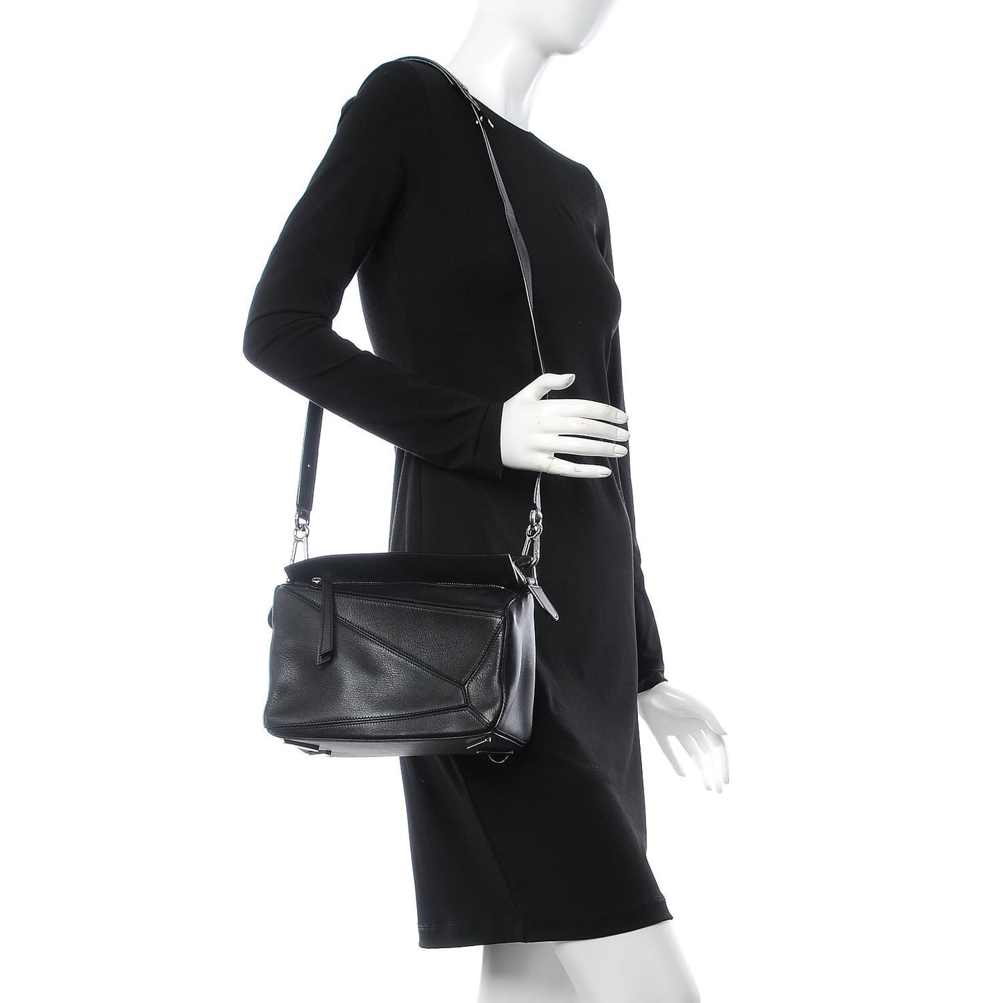 Calfskin Small Puzzle Bag Black