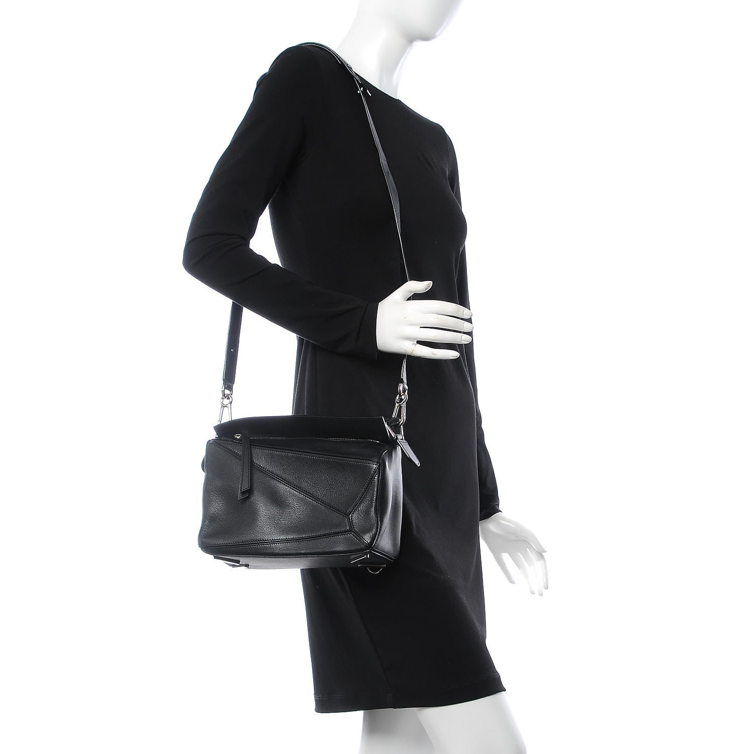 Loewe Calfskin Small Puzzle Bag Black 2 of 7