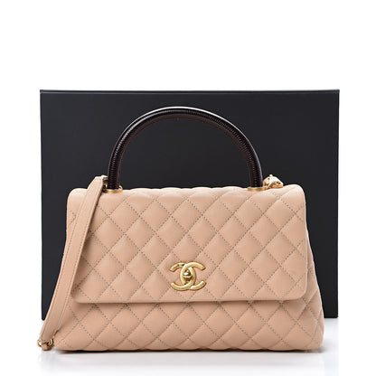 Chanel Caviar Lizard Embossed Quilted Small Coco Handle Flap Beige 10 of 10