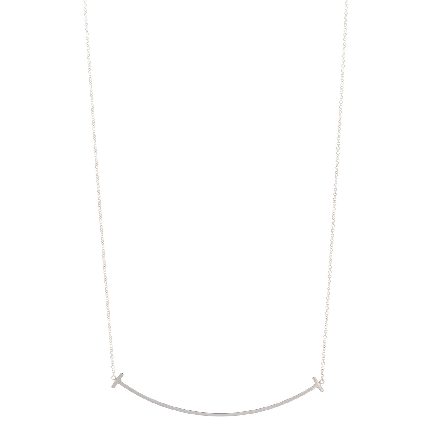 Sterling Silver Large T Smile Pendant Necklace