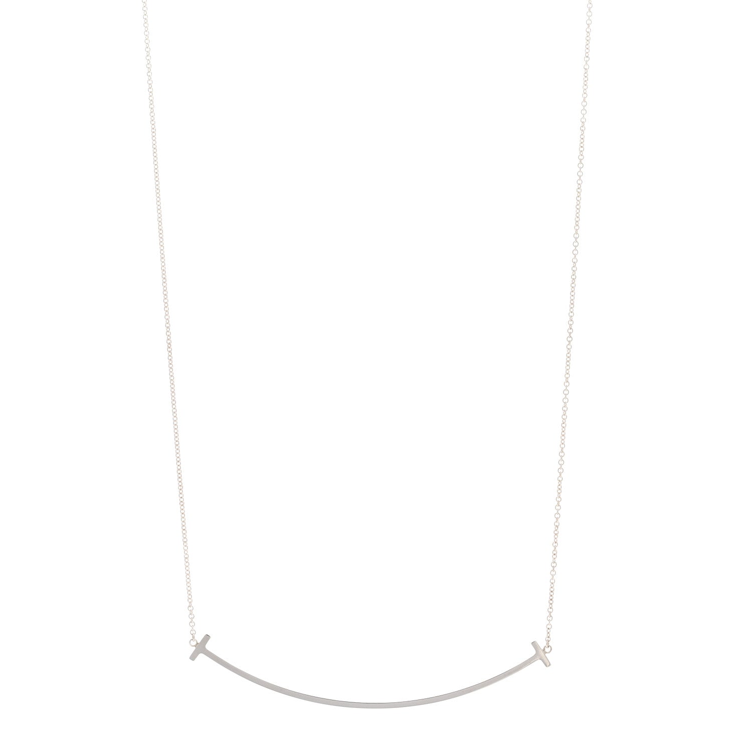 Tiffany Sterling Silver Large T Smile Pendant Necklace 1 of 4