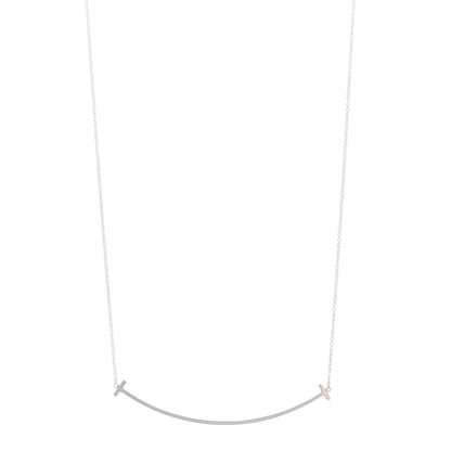 Tiffany Sterling Silver Large T Smile Pendant Necklace 1 of 4