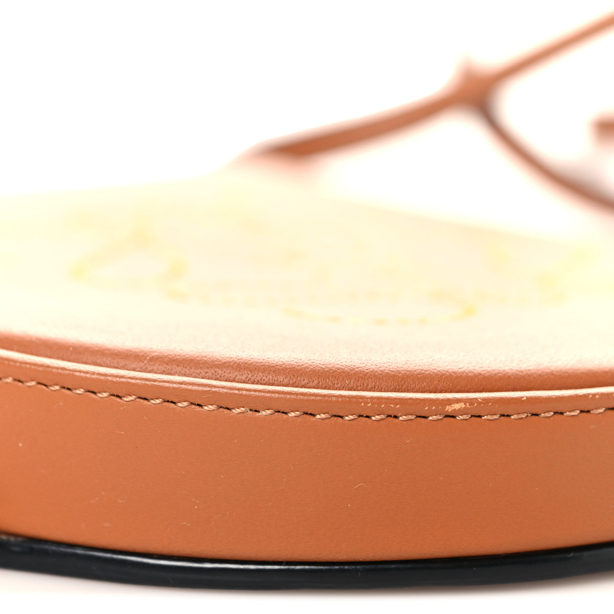 Buffed Calfskin Logo Embossed Small Heel Pouch Tan
