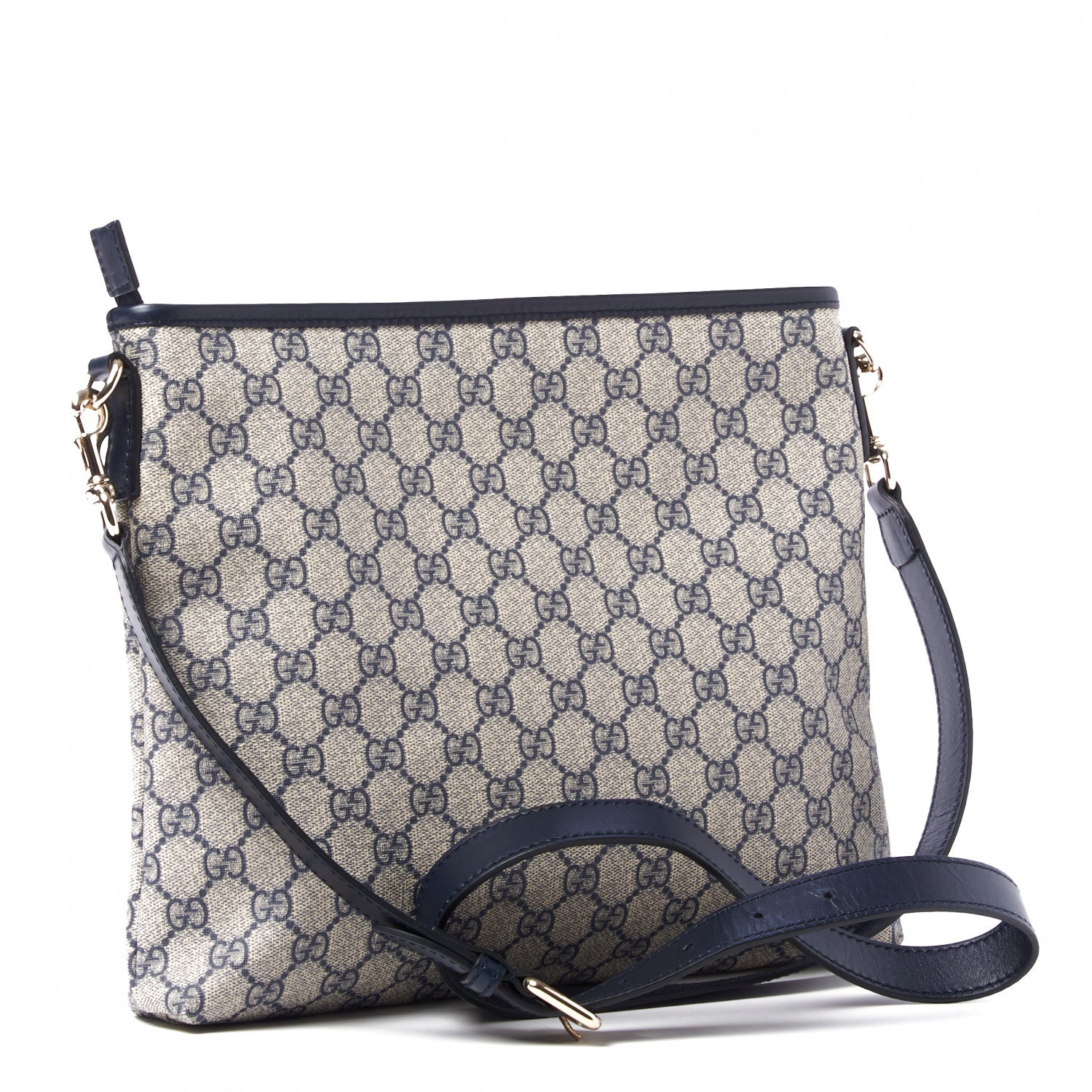Gucci GG Supreme Monogram Web Flat Messenger Bag Navy 3 of 9