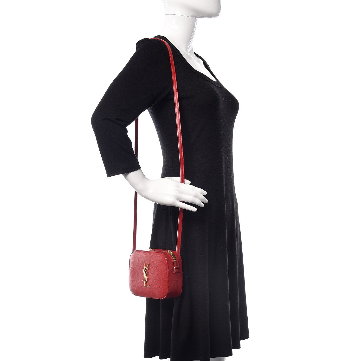 Saint Laurent Grain De Poudre Small Classic Monogram Camera Bag New Red 2 of 9