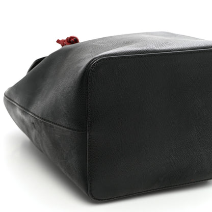 Fendi Vitello Cruise Bi-Color FF 1974 Embossed F is Fendi Drawstring Backpack Black Fragola Maya 8 of 9