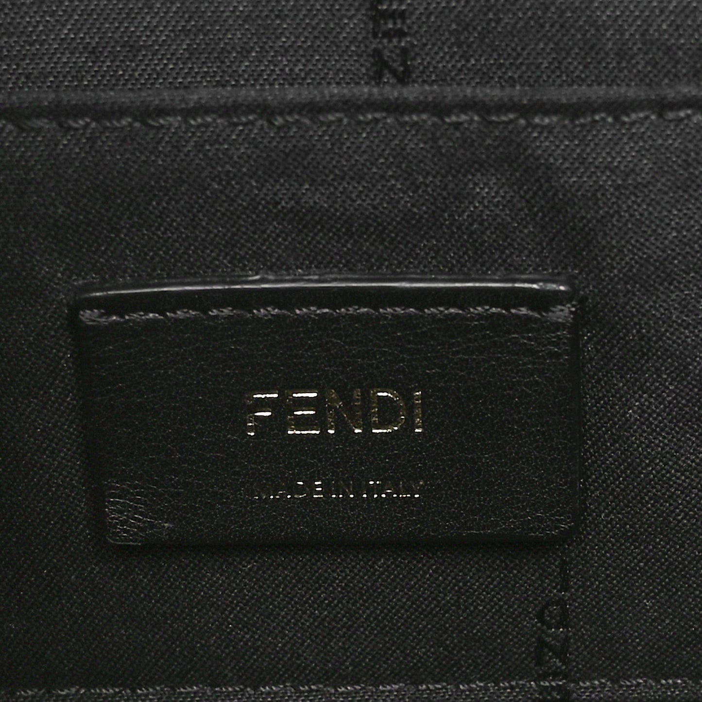 Glazed Fabric Vitello Century F is Fendi FF 1974 Stamp Patch Camera Case Mogano Panna Black