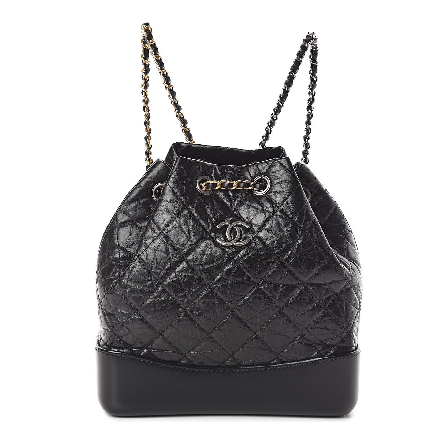 Aged Calfskin Quilted Small Gabrielle Backpack Black