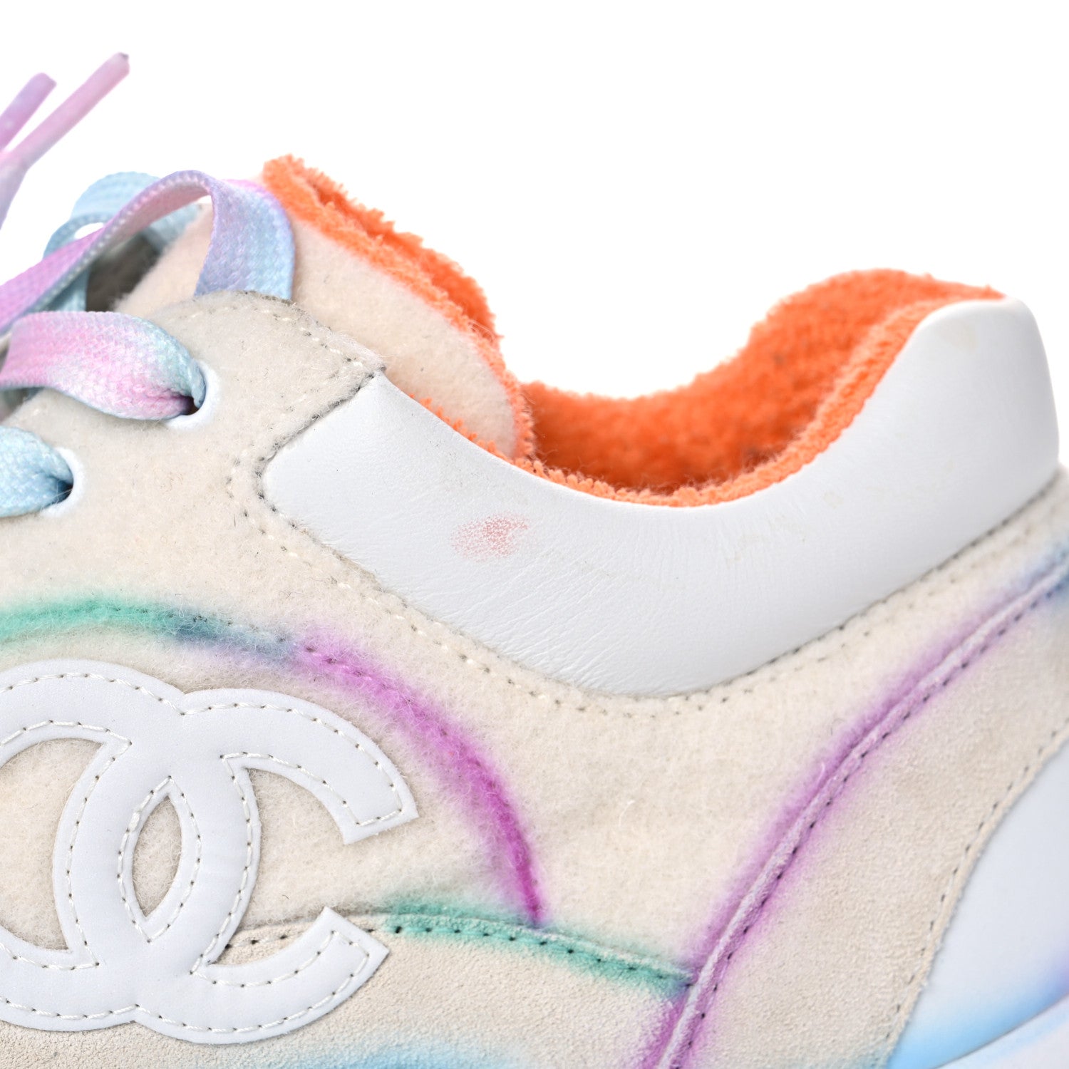 Chanel Wool Suede Calfskin CC Sneakers 38 Multicolor 13 of 18