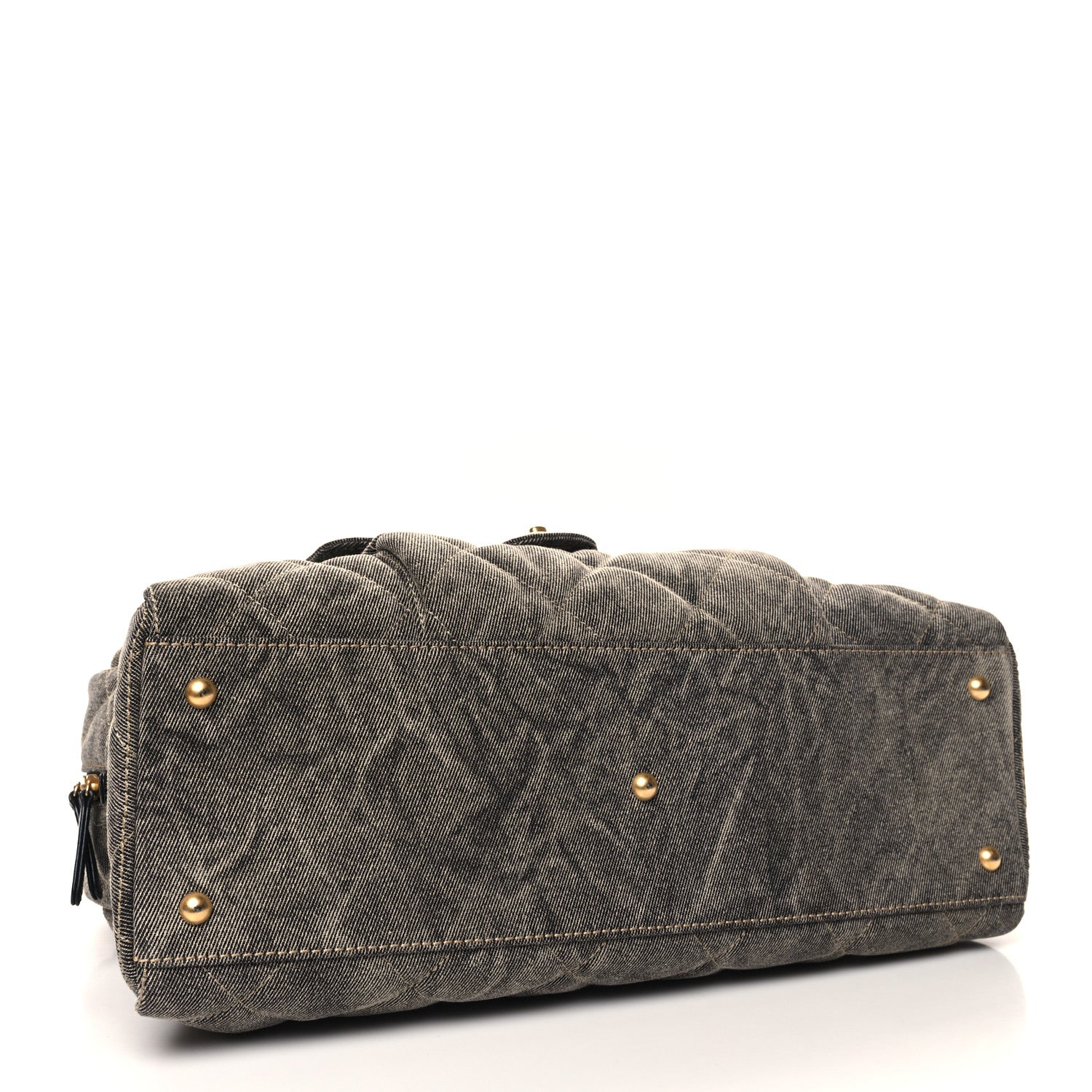 Chanel Washed Denim Quilted Bowling Bag Light Grey 1609342