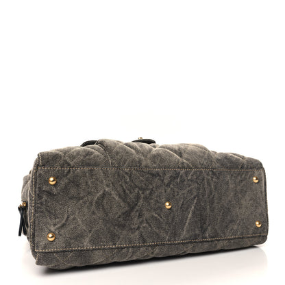Chanel Washed Denim Quilted Bowling Bag Light Grey 4 of 10