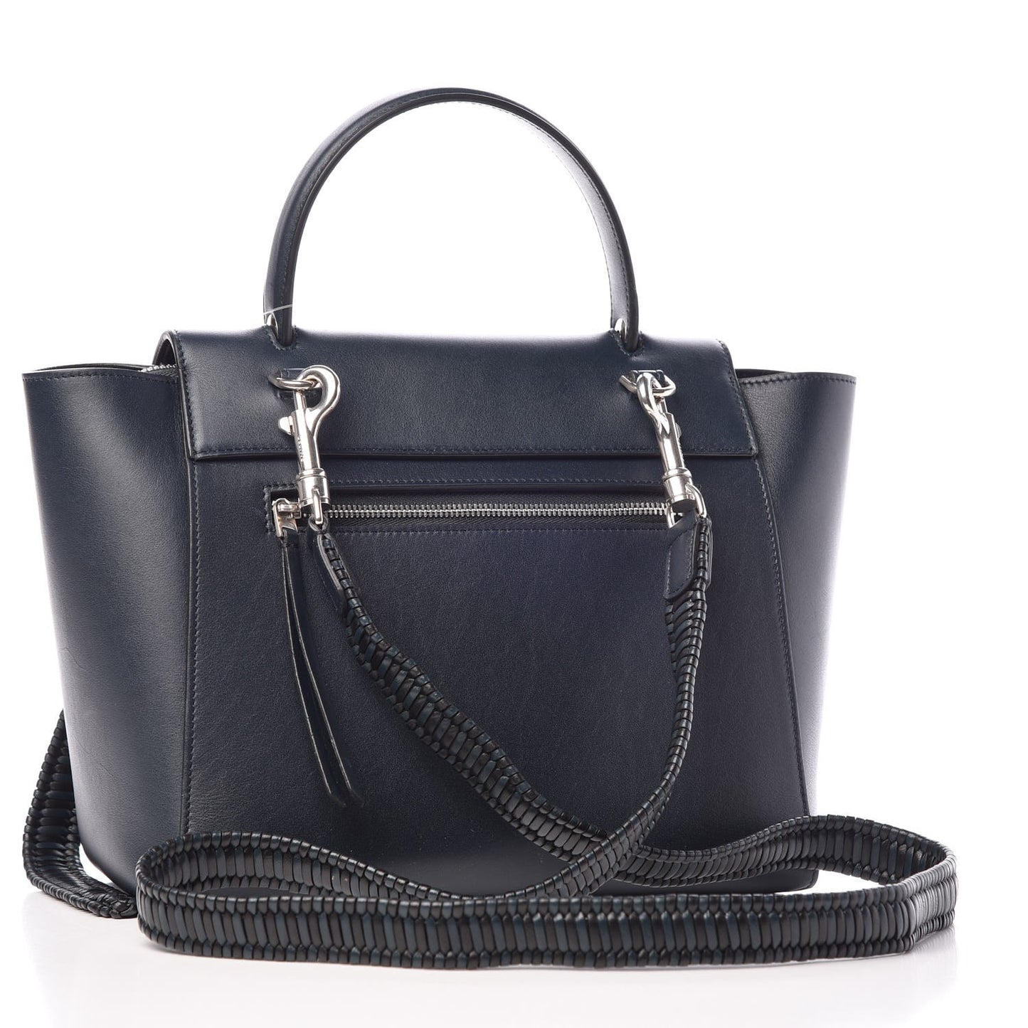 Smooth Calfskin Micro Bi-Color Braided Belt Bag Dark Sea