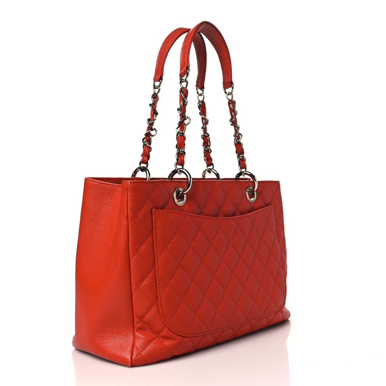 Chanel Caviar Quilted Grand Shopping Tote GST Orange 3 of 10