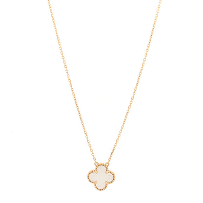 Van Cleef & Arpels 18K Yellow Gold Mother of Pearl Vintage Alhambra Pendant Necklace 1 of 5
