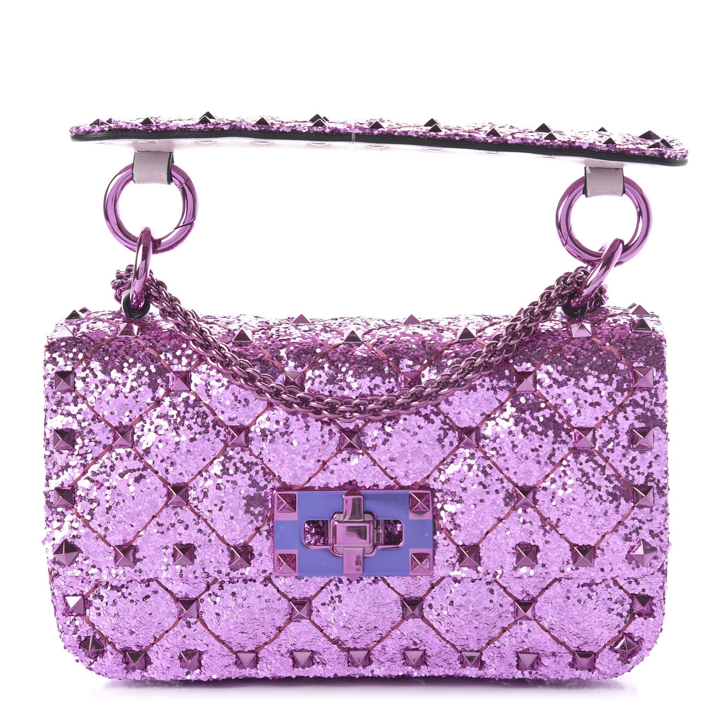 Glitter Mini Rockstud Spike Shoulder Bag Water Lilac