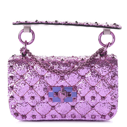 Valentino Garavani Glitter Mini Rockstud Spike Shoulder Bag Water Lilac 1 of 10