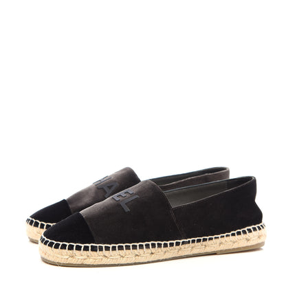 Chanel Velvet Logo Espadrilles 37 Black 3 of 10