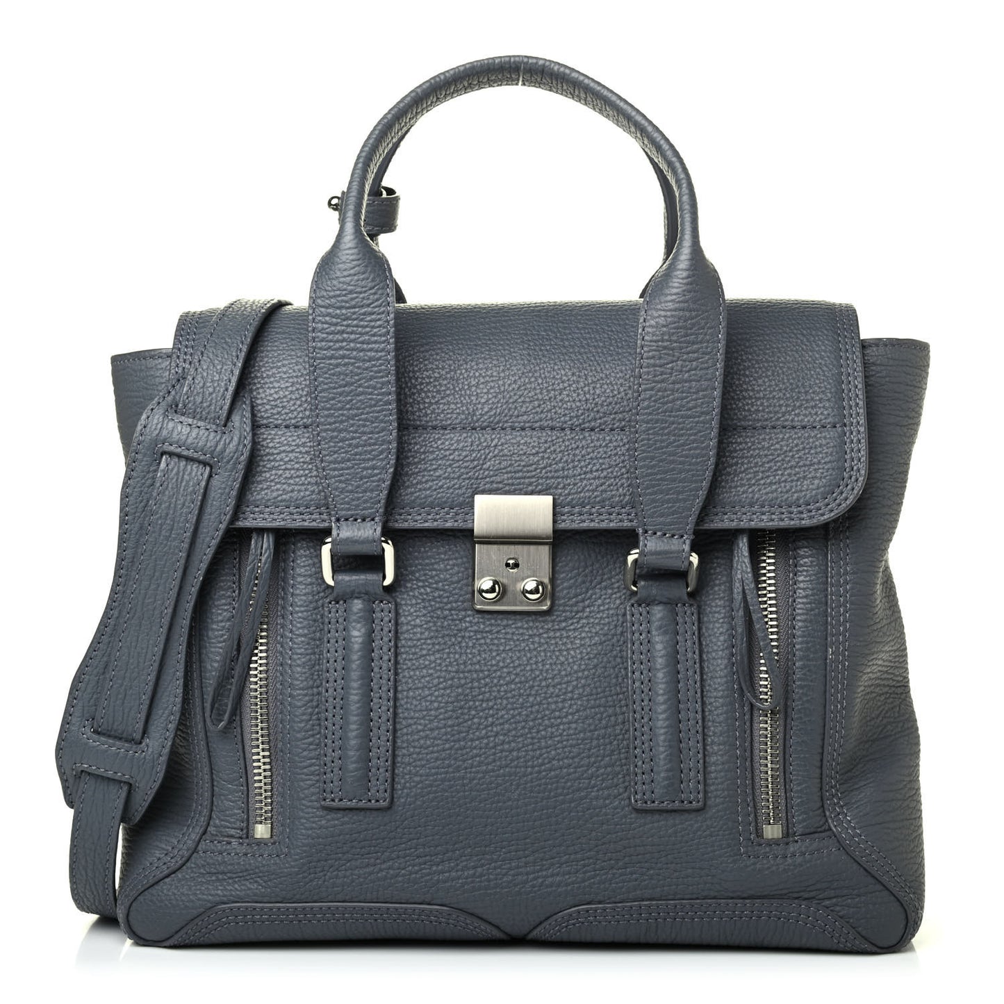 Textured Calfskin Medium Pashli Satchel Grey