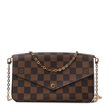 Louis Vuitton Damier Ebene Pochette Felicie Chain Wallet 1 of 4
