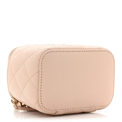 Chanel Caviar Quilted Mini Vanity Case With Chain Light Beige 4 of 9