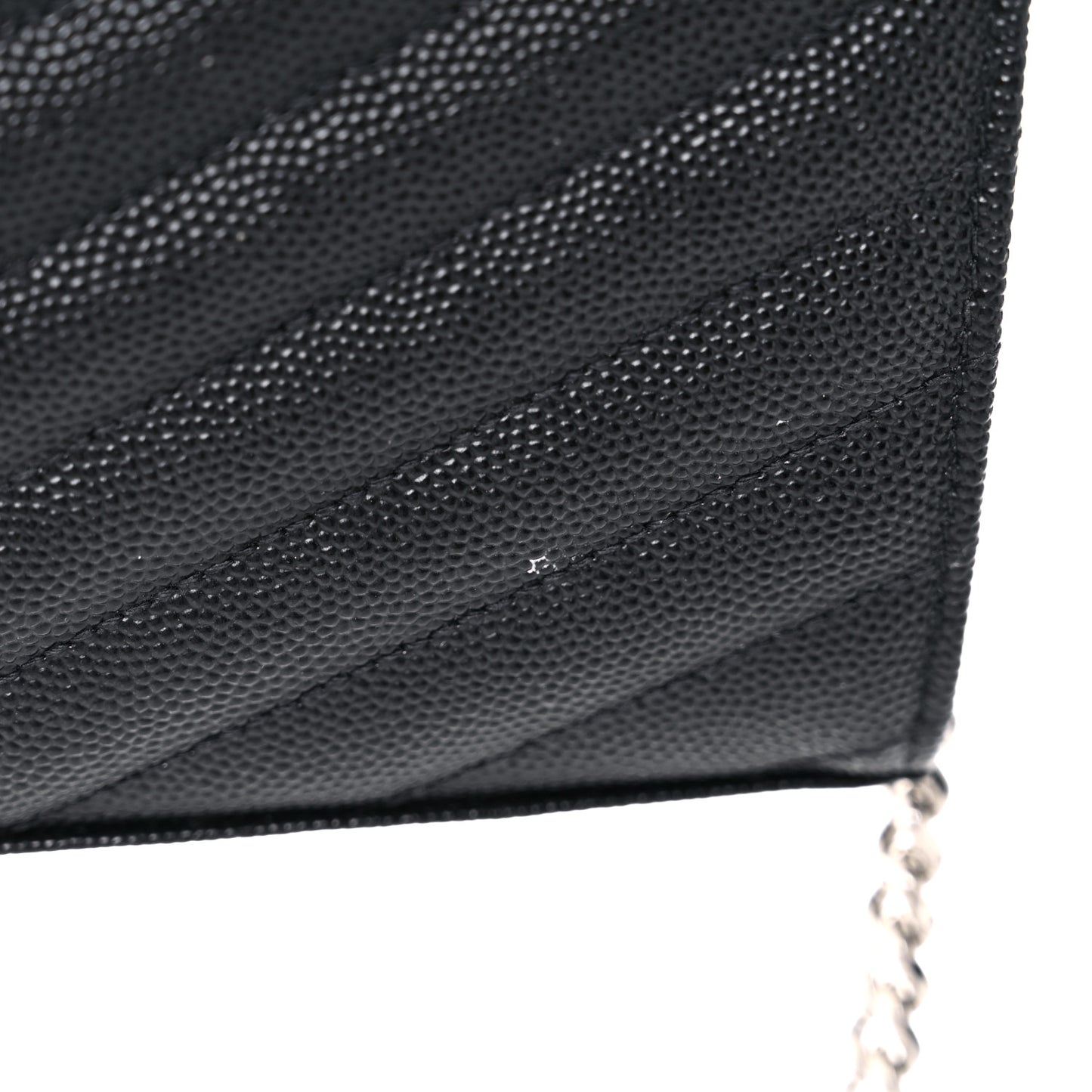 Grain De Poudre Matelasse Chevron Monogram Chain Wallet Black