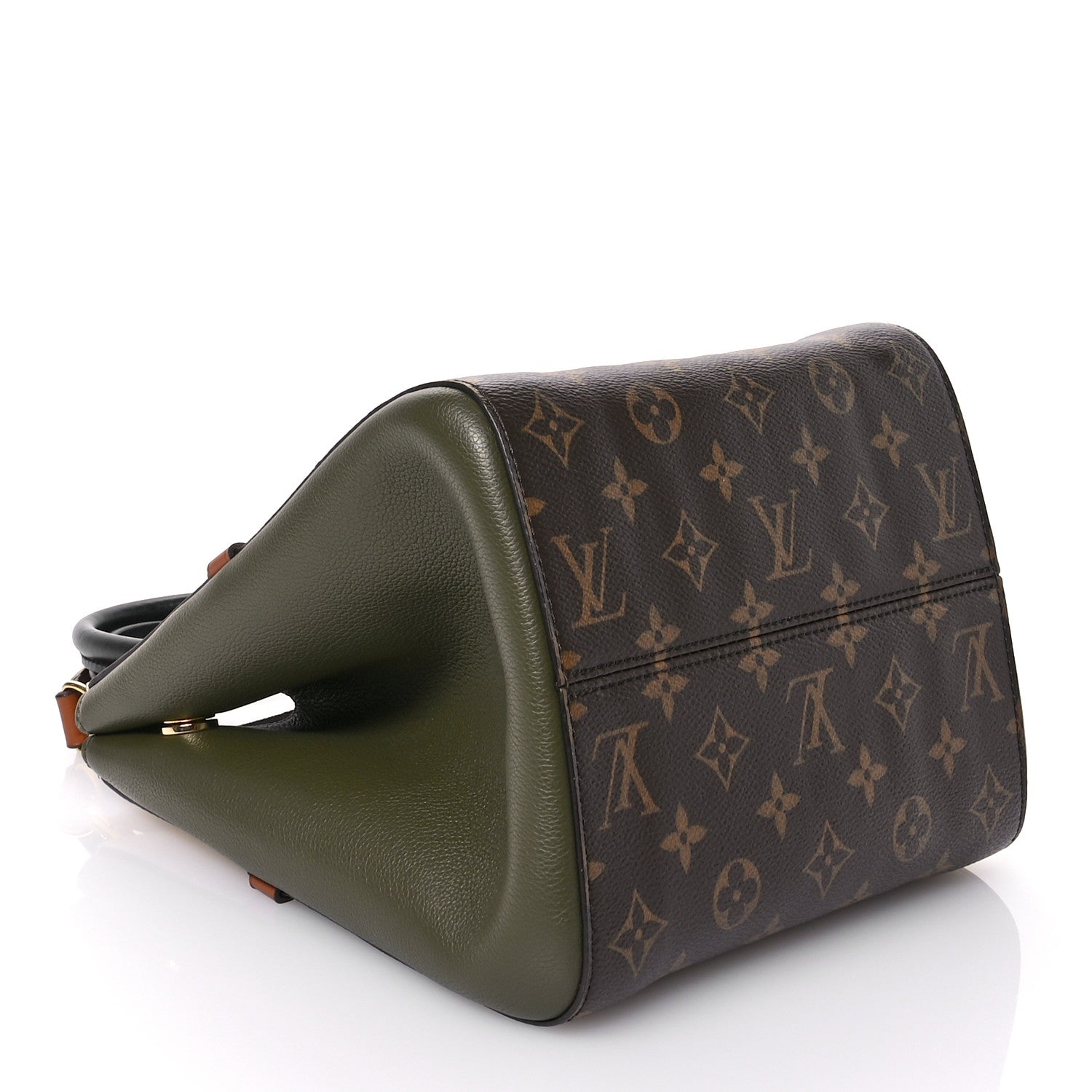 Louis Vuitton Calfskin Monogram Fold Tote PM Cream Khaki Black 4 of 9