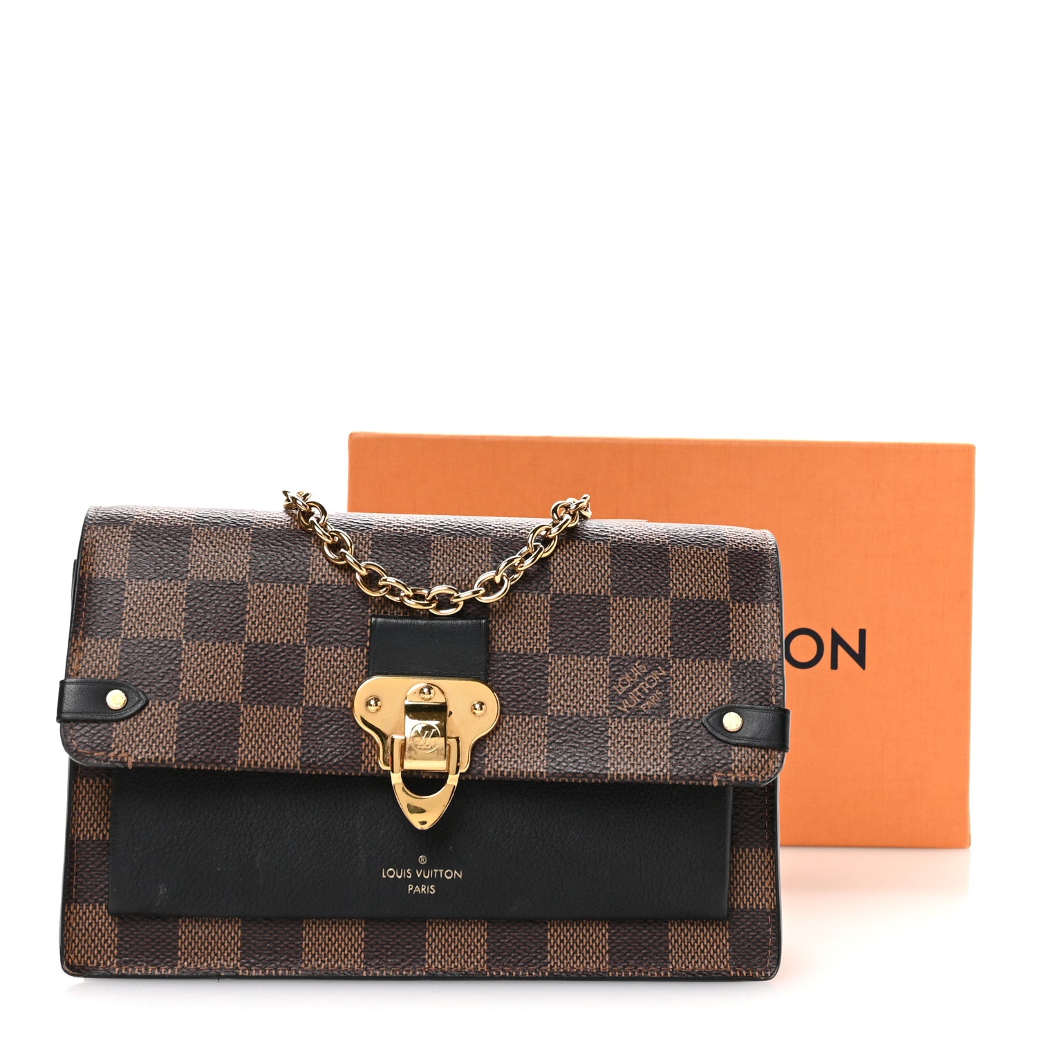 Louis Vuitton Damier Ebene Vavin Chain Wallet Black 11 of 12