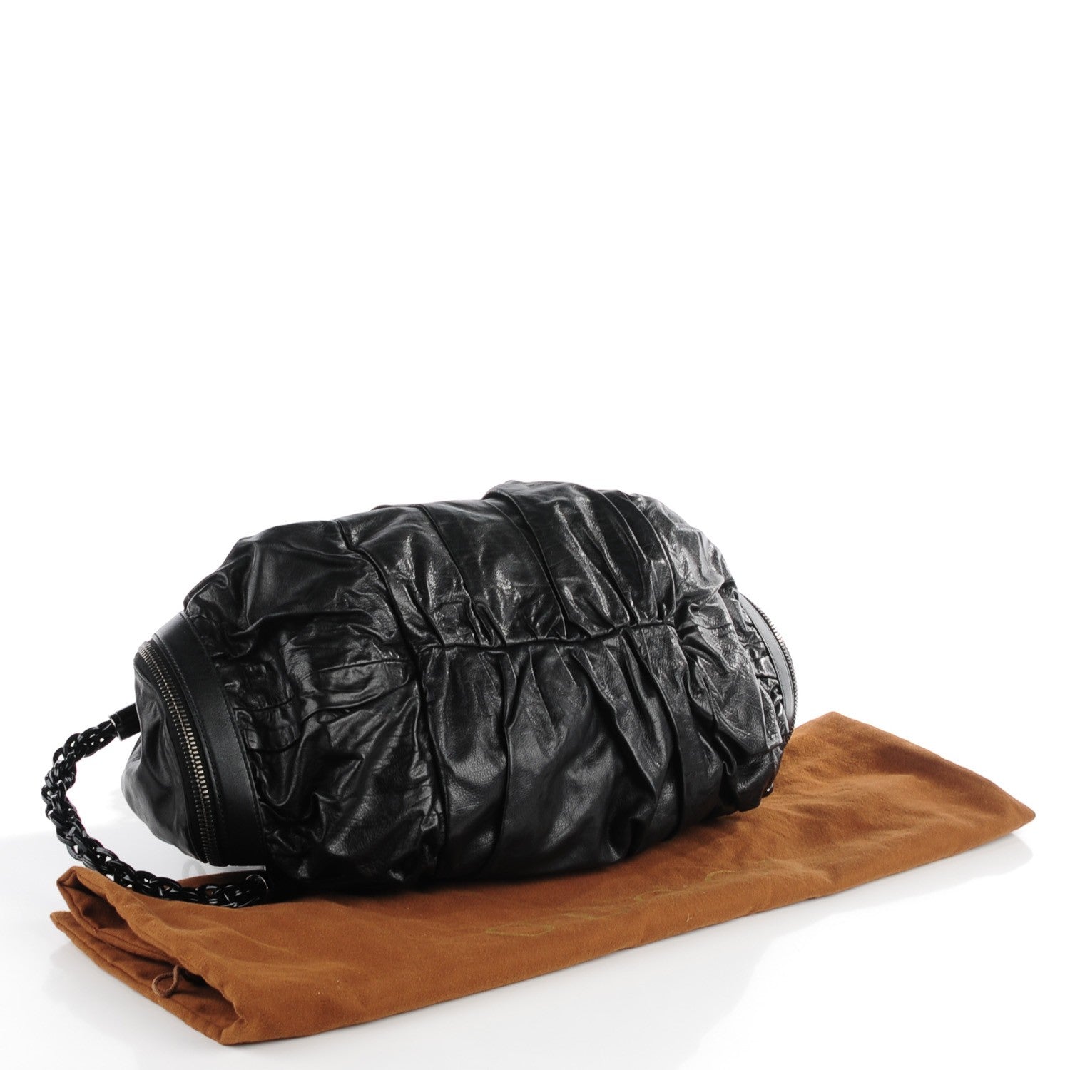Gucci Ruched Calfskin Shoulder Bag Black 4 of 7