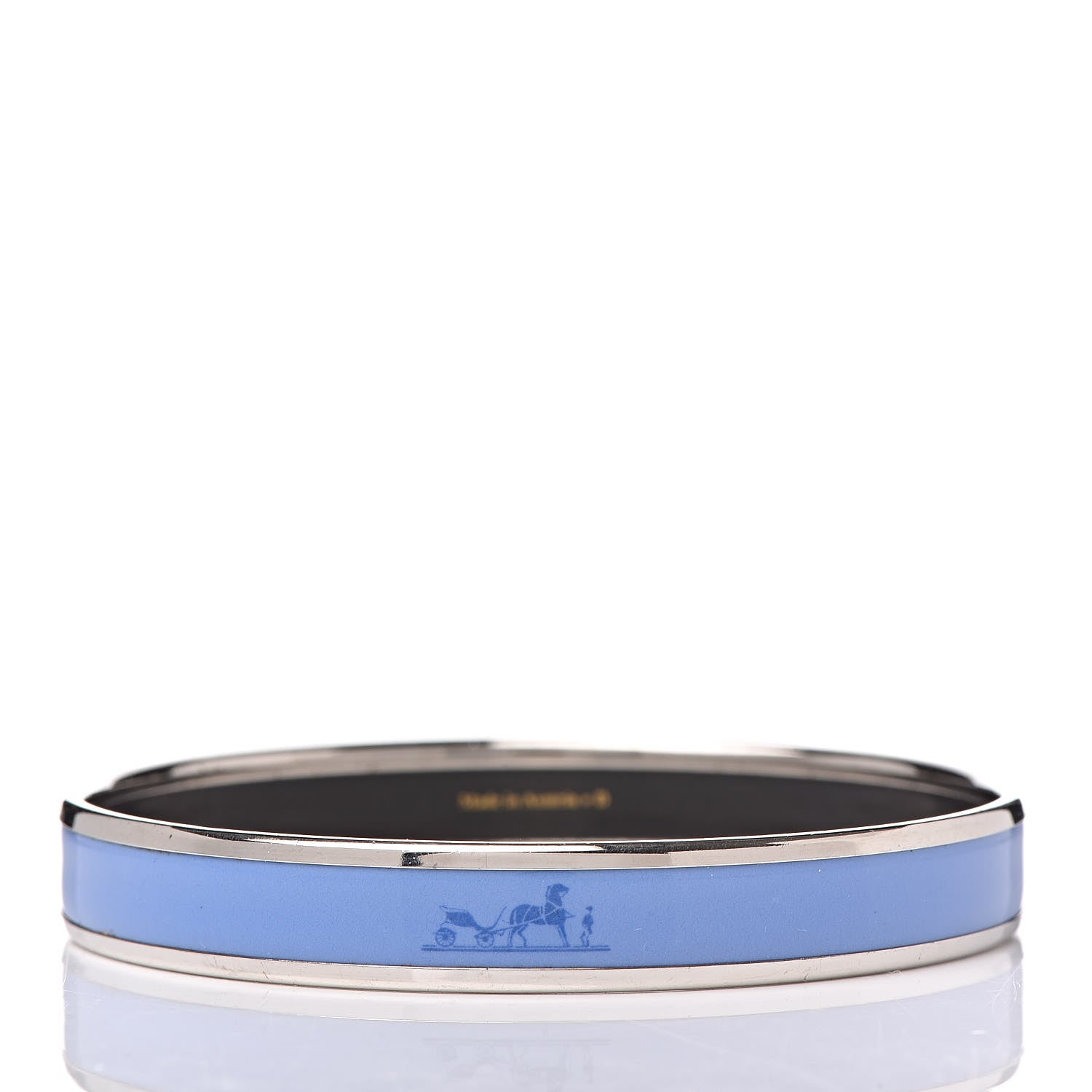 Hermes Enamel Printed Narrow Caleche Bracelet 65 Bleu 3 of 5