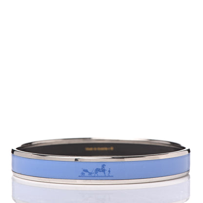Hermes Enamel Printed Narrow Caleche Bracelet 65 Bleu 3 of 5