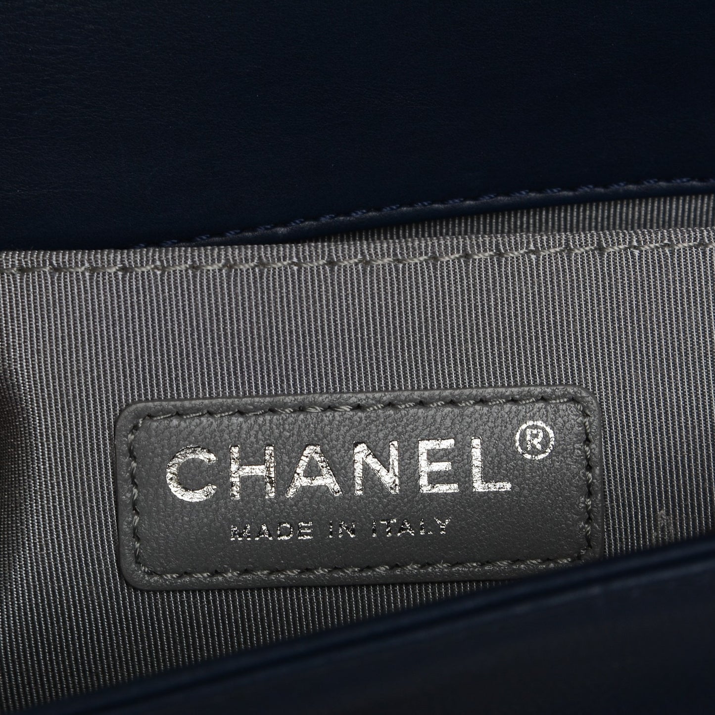 Calfskin Double Stitch Small Boy Flap Navy Blue