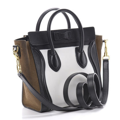 Celine Smooth Calfskin Suede Nano Tri-Color Luggage White 3 of 18