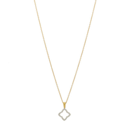 David Yurman 18K Yellow Gold Diamond Cable Collectibles Quatrefoil Pendant Necklace 1 of 5