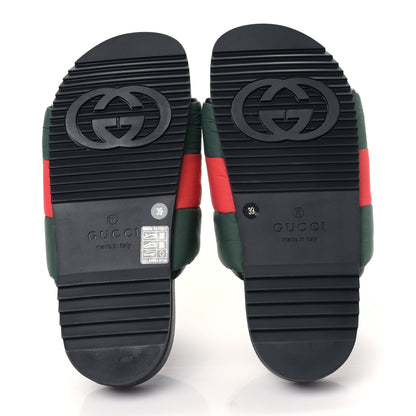 Gucci Nylon Web Womens Slide Sandals 39 Black Green Red 5 of 9