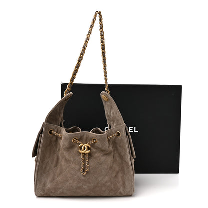 Chanel Suede Quilted Small Chanel 25 Handbag Dark Grey 12 of 12