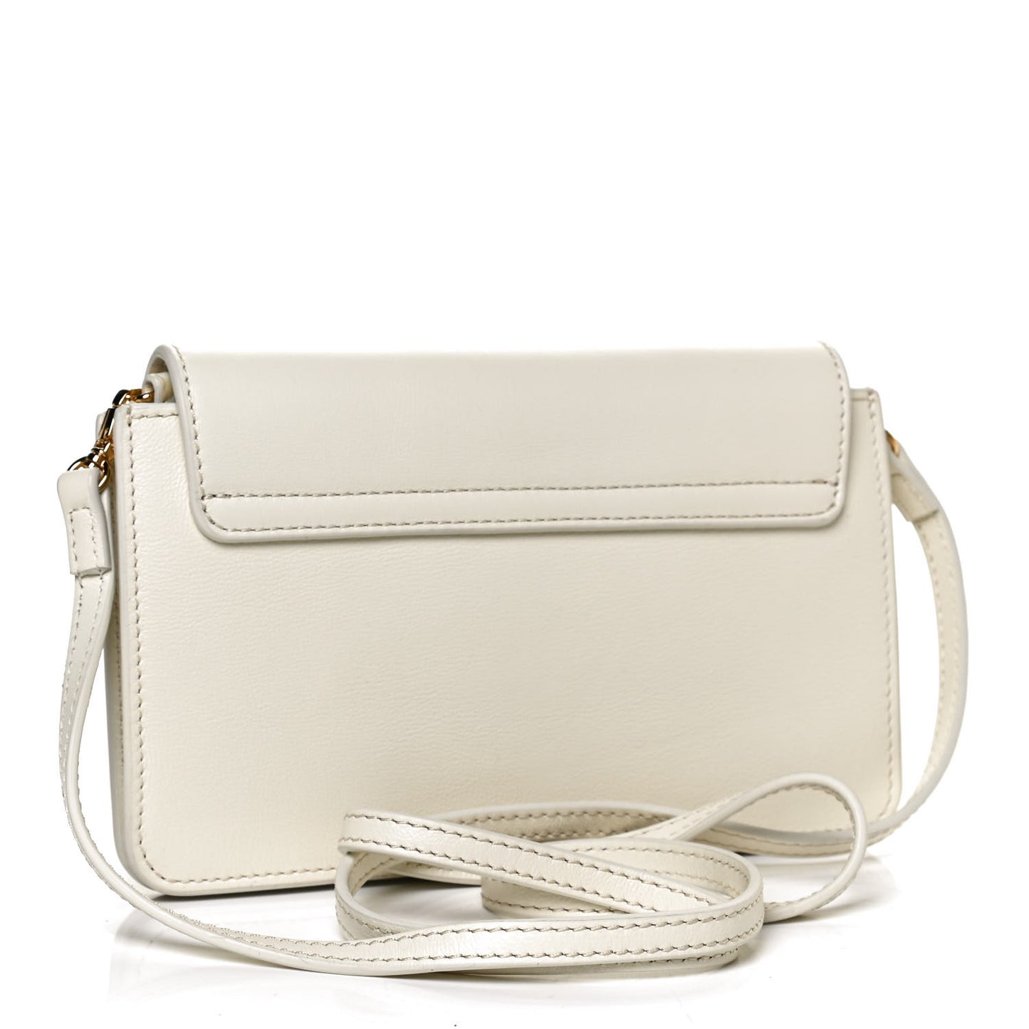 Calfskin Drew Bijou Clutch Natural White